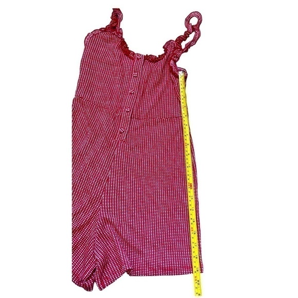 Zara red and white gingham print one piece romper with ruffle straps - Picture 4 of 11
